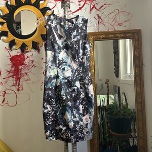 H&M Blue and Black Abstract Midi Dress 6